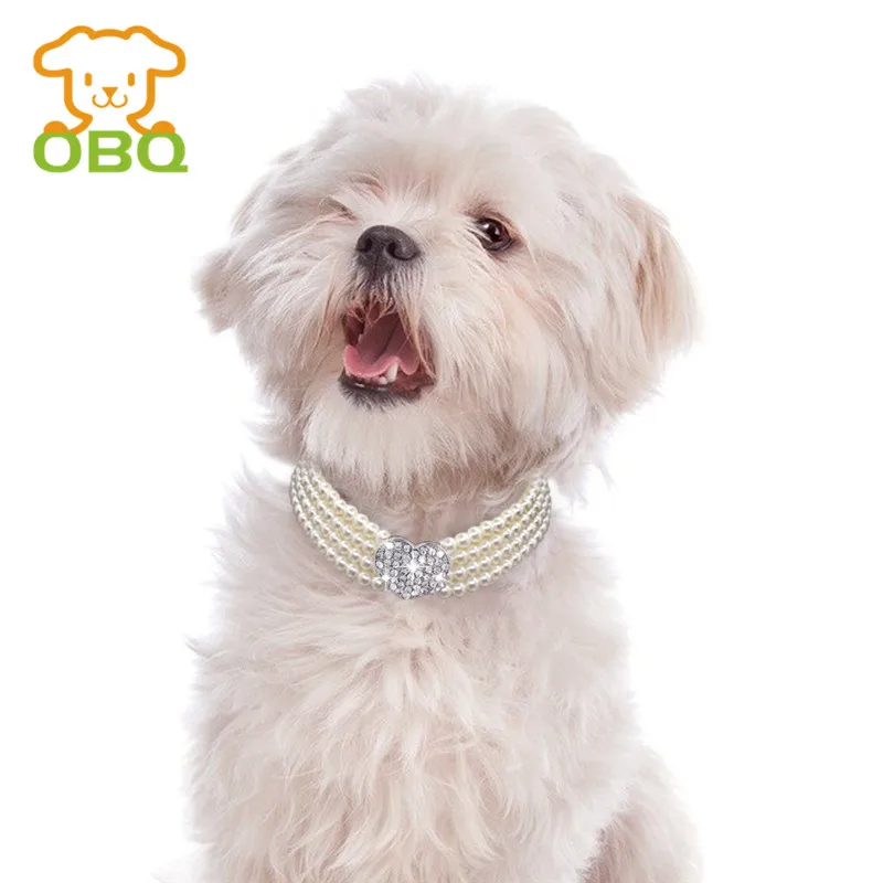 

Pearl Dog Collar For Dogs New Pet Products Adjustable Pet Products For Dog Rhinestone Pet Supplies Cat OBQ Collare Catena Cane