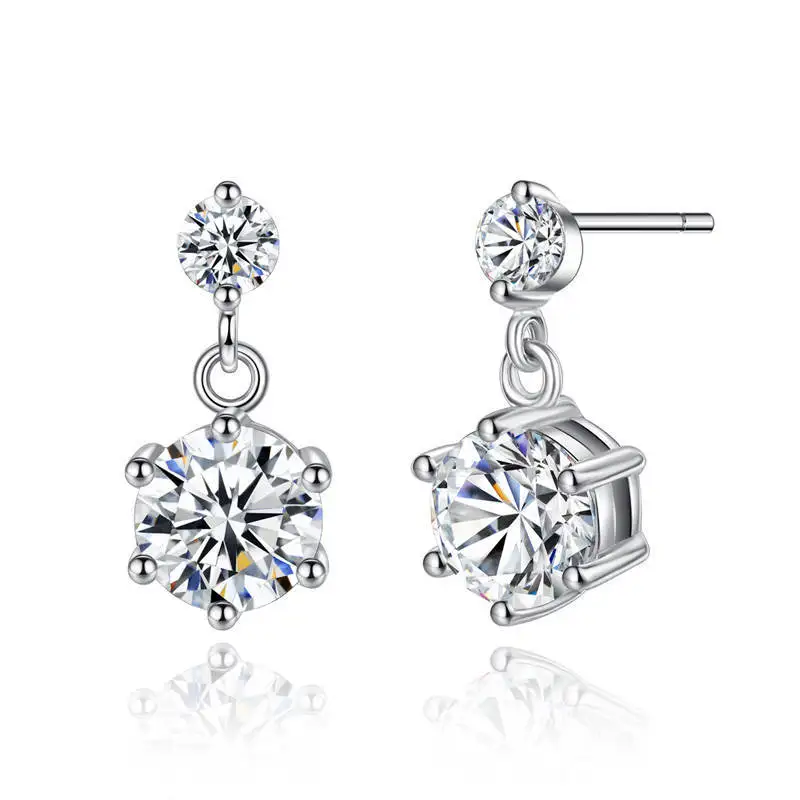 

HPXmas Earrings Gift 2019 Stud Earring For Women Round Wedding Jewelry Brilliant Cubic Zirconia