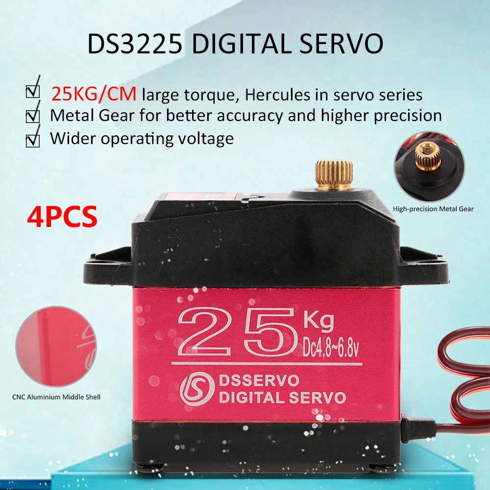 DS3225 25KG Impermeable alto esfuerzo de torsión Metal Gear Servo Motor para RC Coche Barco I6B4
