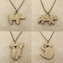 Модный оригами коала медведь ожерелье милые деревянные животные кулон форма лесной подарок для нее