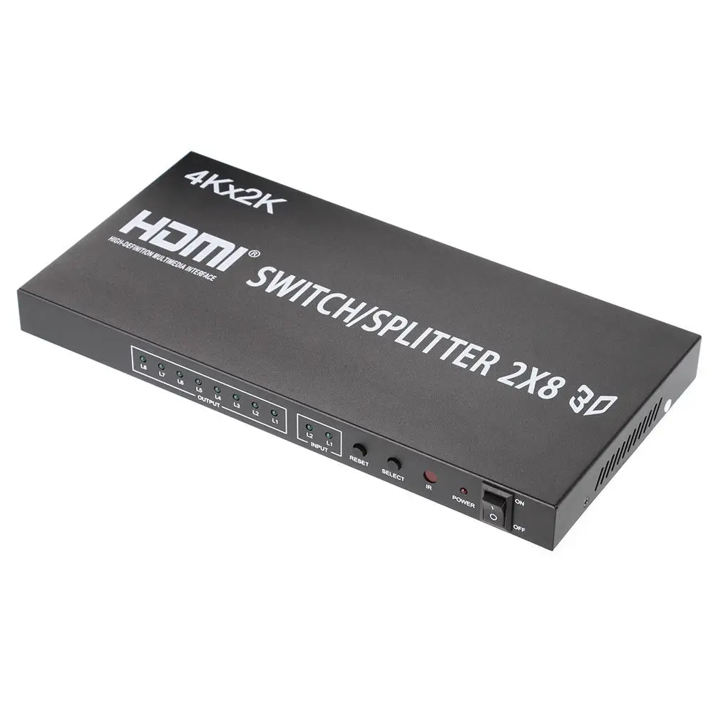 2X8 HDMI 3D правильная матрица переключатель Splitter 2 в источник 8 из дисплей W/Remote 4 к 2 к