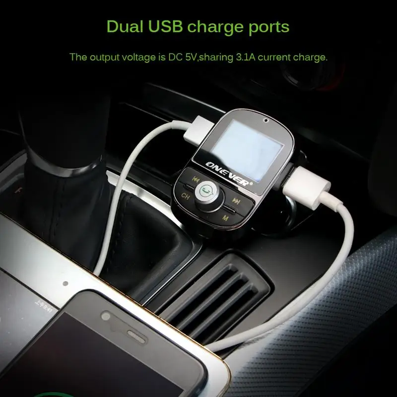 Автомобильный MP3 плеер Onever 3 1 А USB зарядное устройство fm передатчик HY29