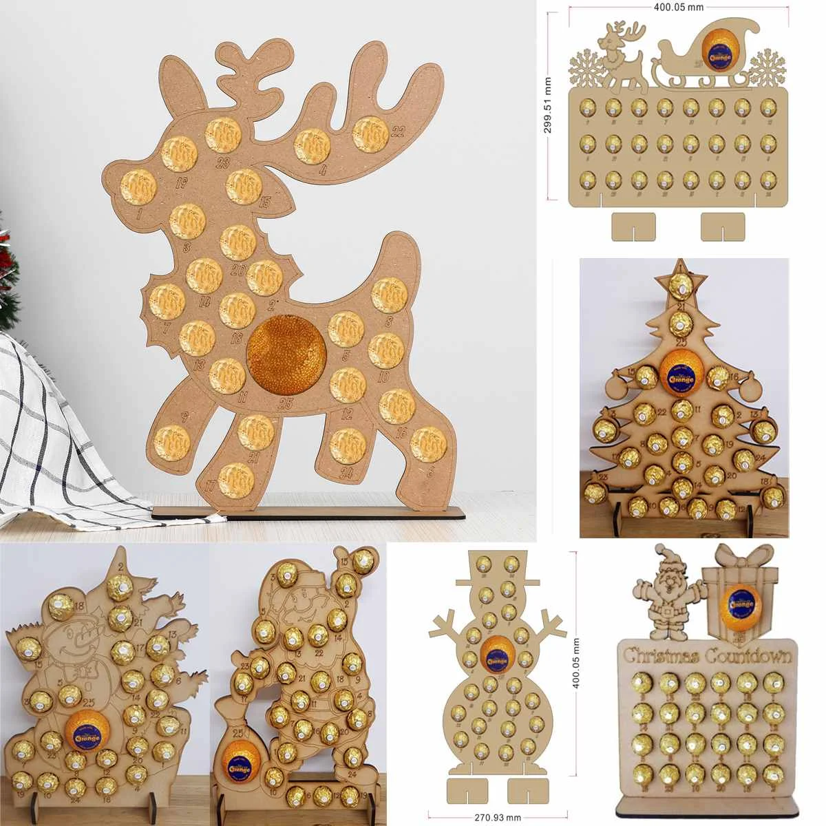 

Christmas Advent Calendar Santa Claus Snowman Elk For Ferrero Rocher Chocolate Orange Christmas Ornaments Home Office Decoration