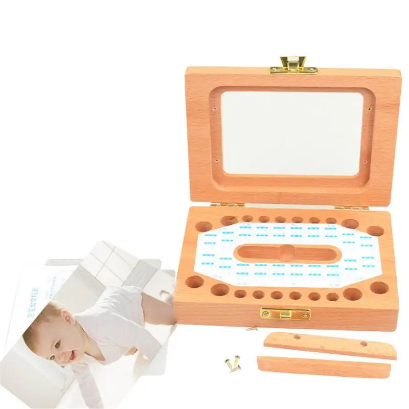 Деревянный детская фоторамка Силиконовая зубная щетка для малышей коробка для хранения детские зубы коробка для хранения