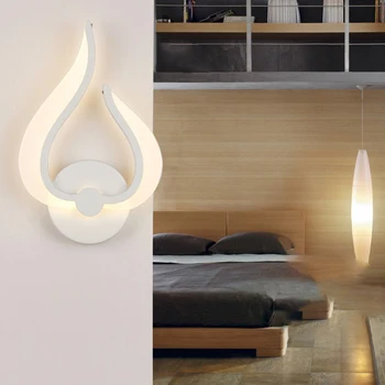 

Modern LED Wall Lamp Flame Bed Light For Reading Bathroom Bedroom Acrylic Wall Sconce White Indoor Lighting Decoration