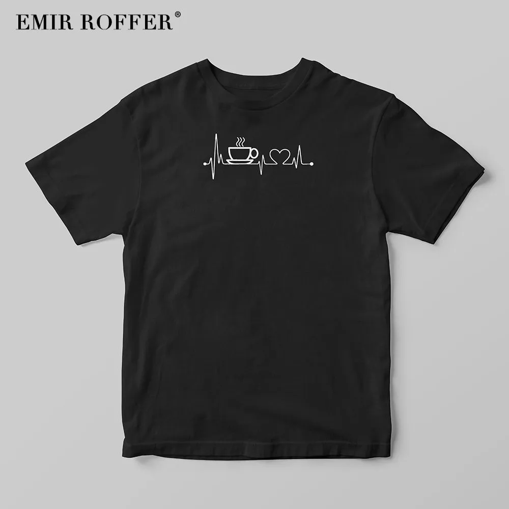 EMIR ROFFER coffee Heart Pulse футболка Женская Harajuku Kawaii модная уличная черная базовые