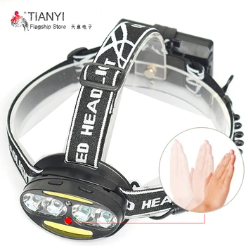 

headlamp 4x T6 +2x COB+2x Red LED Head Lamp Flashlight Torch Lanterna with batteries charger Headlight 30000 Lumen flashlight