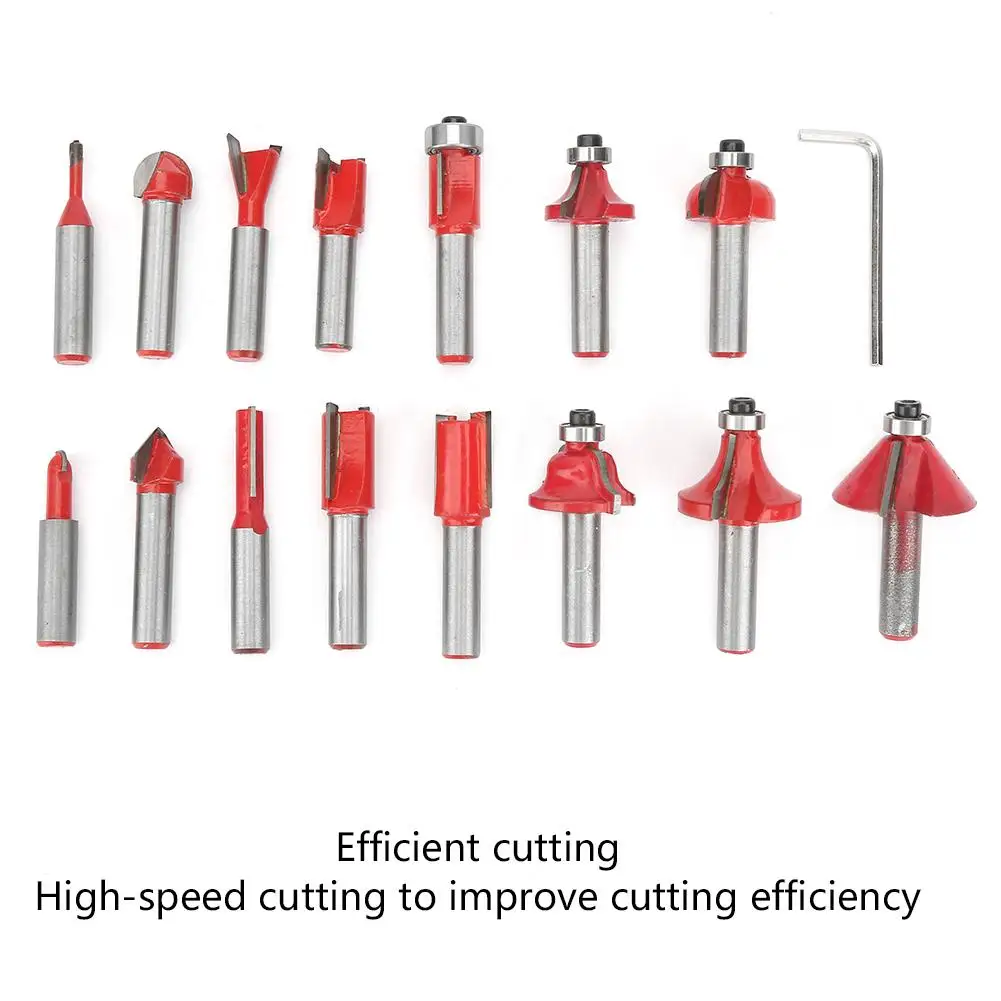 15 шт. 3-16 мм деревообрабатывающий фреза 8 мм хвостовик фрезы Набор деревообрабатывающий фрезы с коробкой красный Фрезер ручной инструмент набор