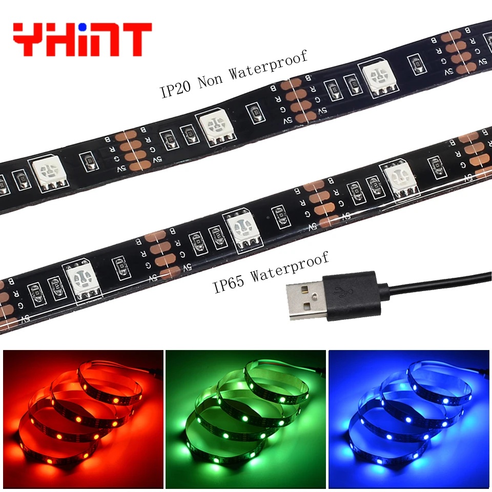 Светодиодные ленты Водопроницаемый с высокой яркостью DC5V 5050 RGB 5 м гибкая ТВ/ПК