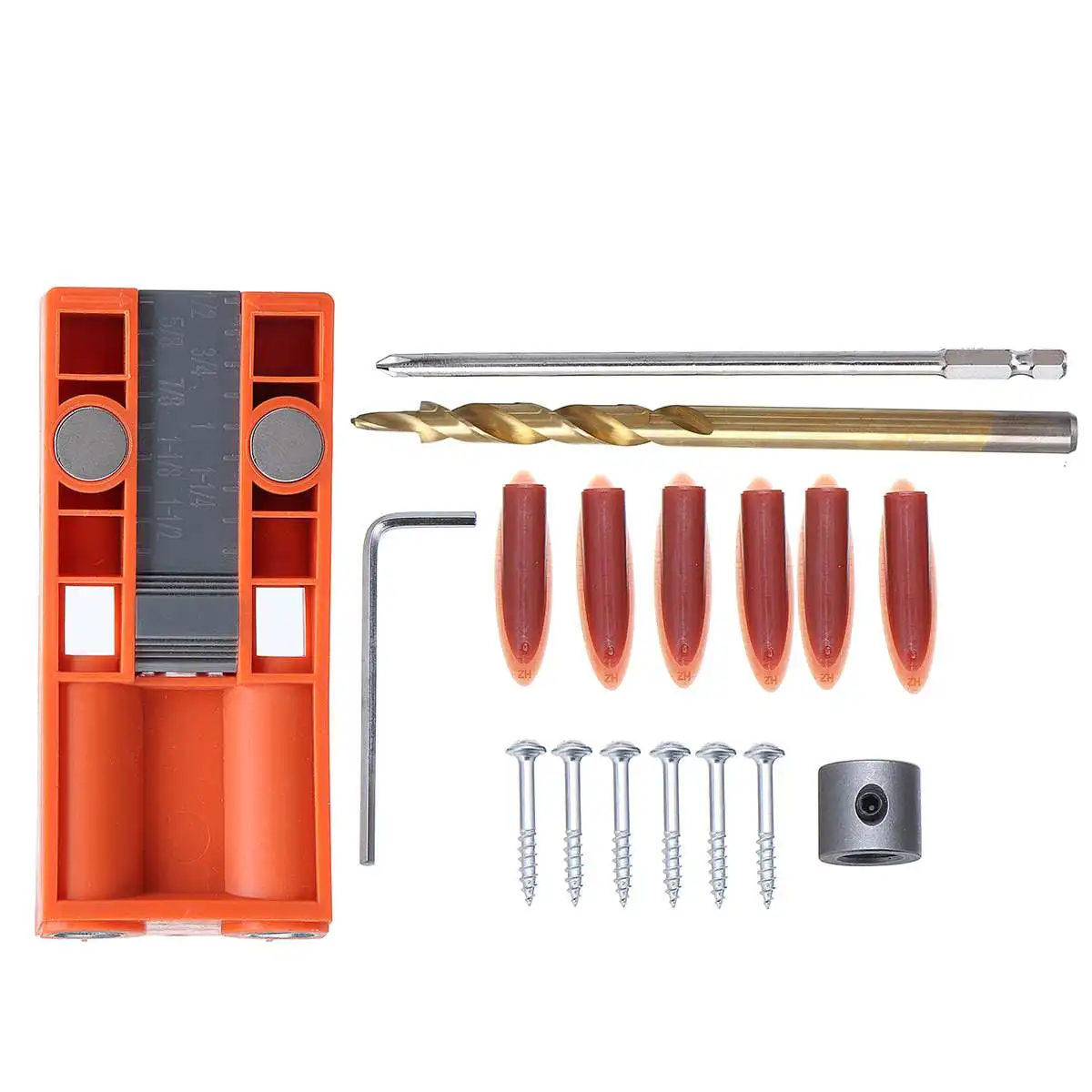 9.5mm Hole Jig Wood Drill Set Woodworking Tool Positioning Slider Drill Guide Woodworking Hand Tools Dowel Jig For Carpentry Kit