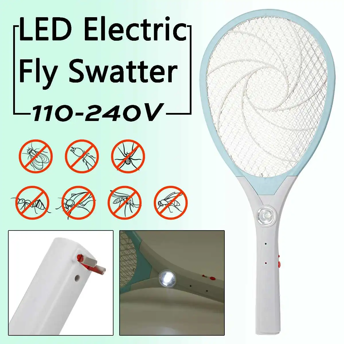 

Electric Tennis Bat Handheld LED Bug Zapper Racket Home Garden Mosquito Fly Insect Bug Wasp Swatter Killer Insects Rechargeable