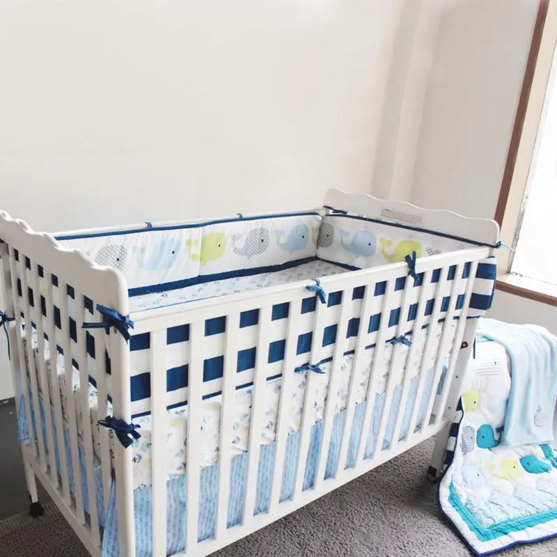

5PCS Newborn Baby Bedding Set Baby Crib Bedding Set With Bumper Baby Crib Bumper Baby Cot Sets Kids Cute Cartoon Bed Bumper
