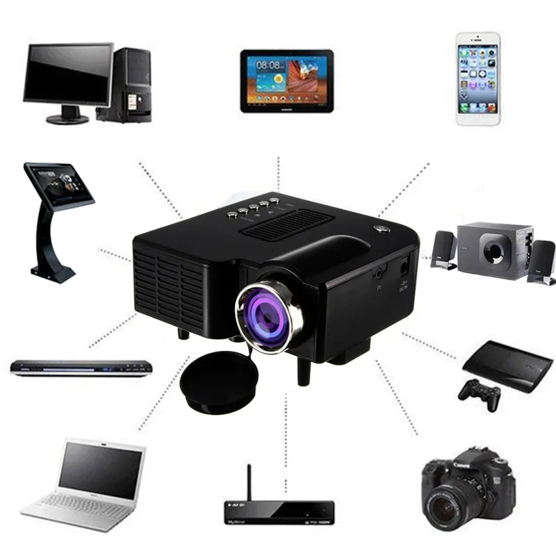 Home Theatre LED System Clear Projector Portable Cinema Theater USB SD AV Input Mini Entertainment Projector Black White US AU Home Theatre LED System Clear Projector Portable Cinema Theater USB SD AV Input Mini Entertainment Projector Black White US AU