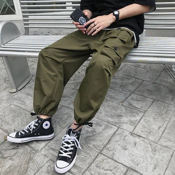 

Spring New Pants Men Fashion Solid Color Casual Tooling Wind Pants Man Streetwear Trend Wild Hip Hop Loose Joggers Sweatpants