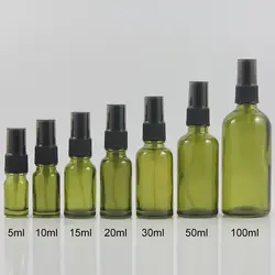 20 мл стеклянная бутылка для эфирного масла оптом, бутылка для оливково-зеленое стекло с распылителем лосьона