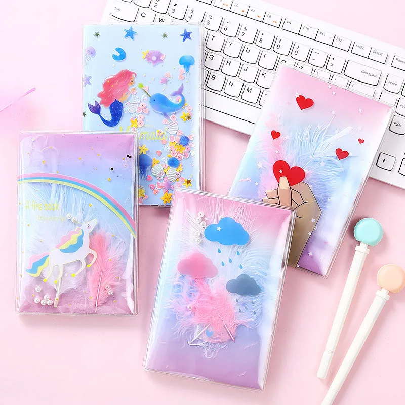 

1PC B6 Cute Unicorn Notebook Kawaii Mermaid Bullet Journal Diary Notebook Creative Quicksand Sketchbook For Kids Gift Stationery