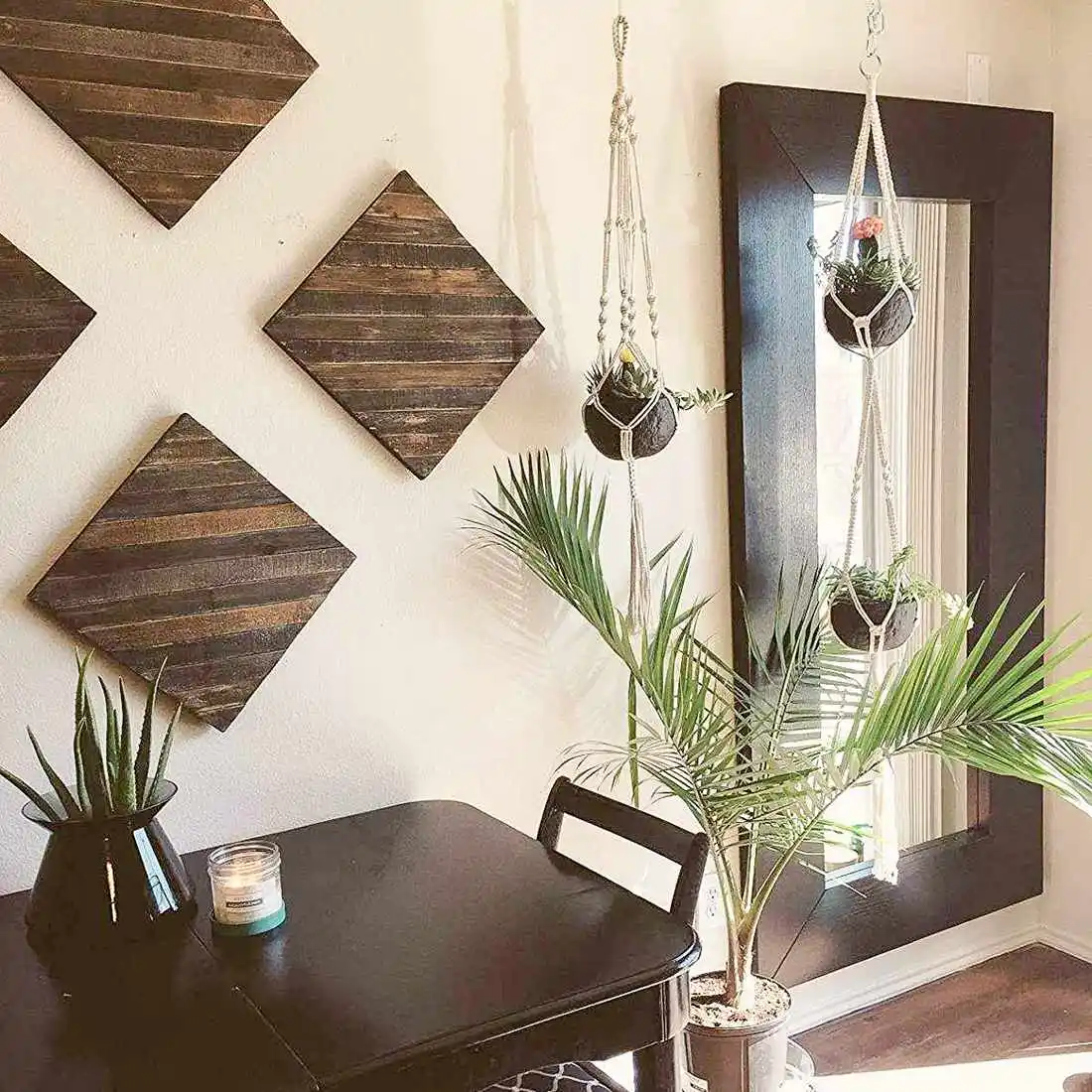 Billig Makramee Anlage Hanger Set Von 5 Indoor Wand Hängen Pflanzer Korb Blumentopf Halter Boho Wohnkultur
