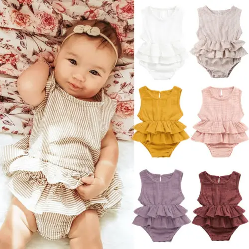 

Pudcoco 2019 New Brand Newborn Kid Baby Girl Clothes Sleeveless Romper Tutu Skirt Solid 1PC Outfit 0-2Y