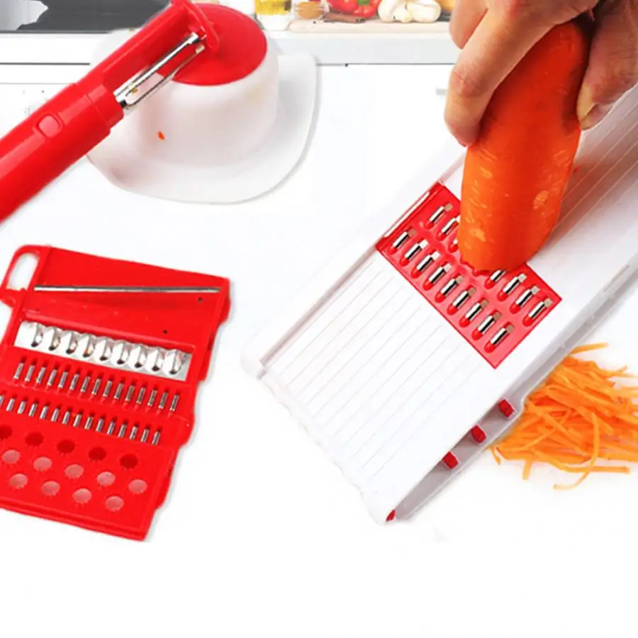 

Mandoline Slicer Dicer Vegetable Slicer Cutter With 4 Blades Potato Carrot Onion Slicer Chopper With Peeler Kitchen Tools Home