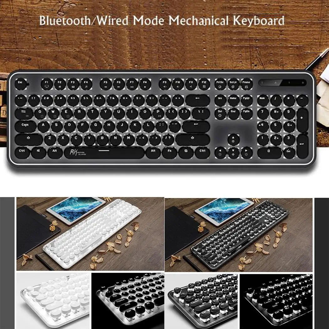 

Punk Style Bluetooth Mechanical Phone Tablet 2.00.6mm Eat Chicken Game Keyboard 200mA USB+Bluetooth 104 keys