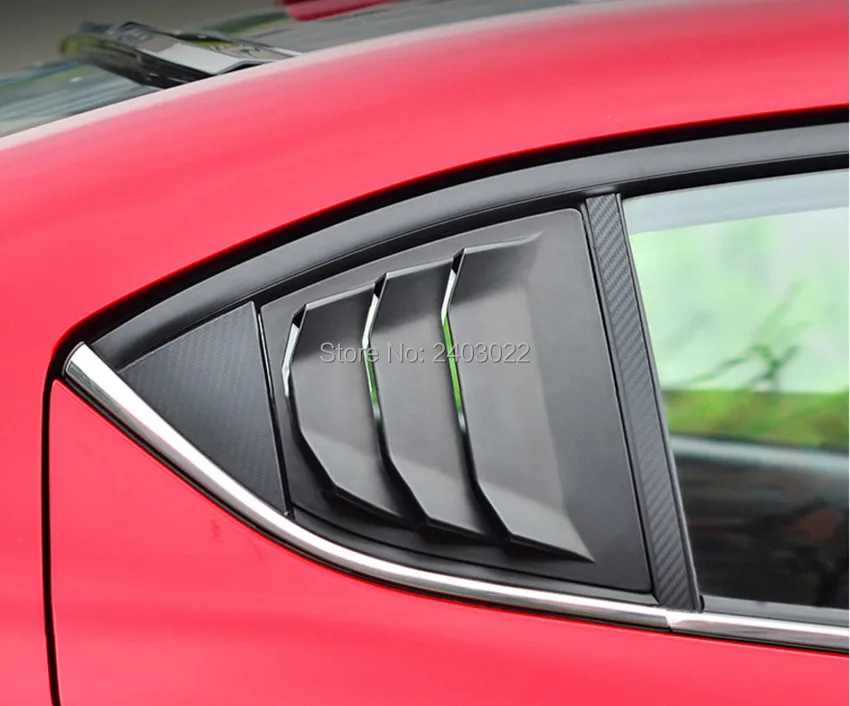 

New Car Accessories Black Rear Window Side Louvers Vent Panel Trim For Mazda 3 Axela 4Dr Sedan 2014 2015 2016 2017 2018