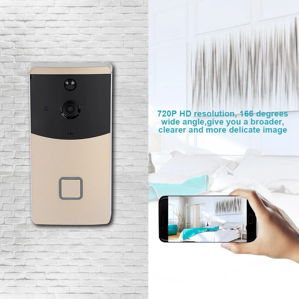 

720P Wifi HD video Visible Camera IP Smart Video Doorbell 166 degrees wide angle Intercom Wireless Home Security DoorBell