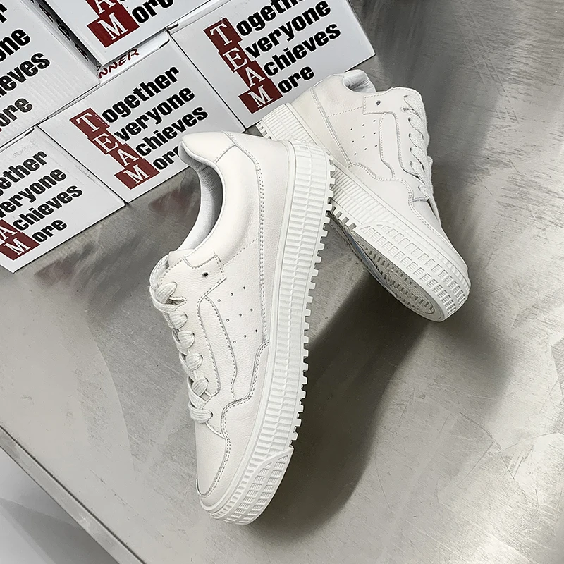 Pu deat2019 En Mode Blanc Bout Printemps Décontracté Plates D'été Rond Nouveau Simples Lacets Chaussures Femmes De À Marée Loisirs White Cuir 10sj145 rxBoeCEQdW