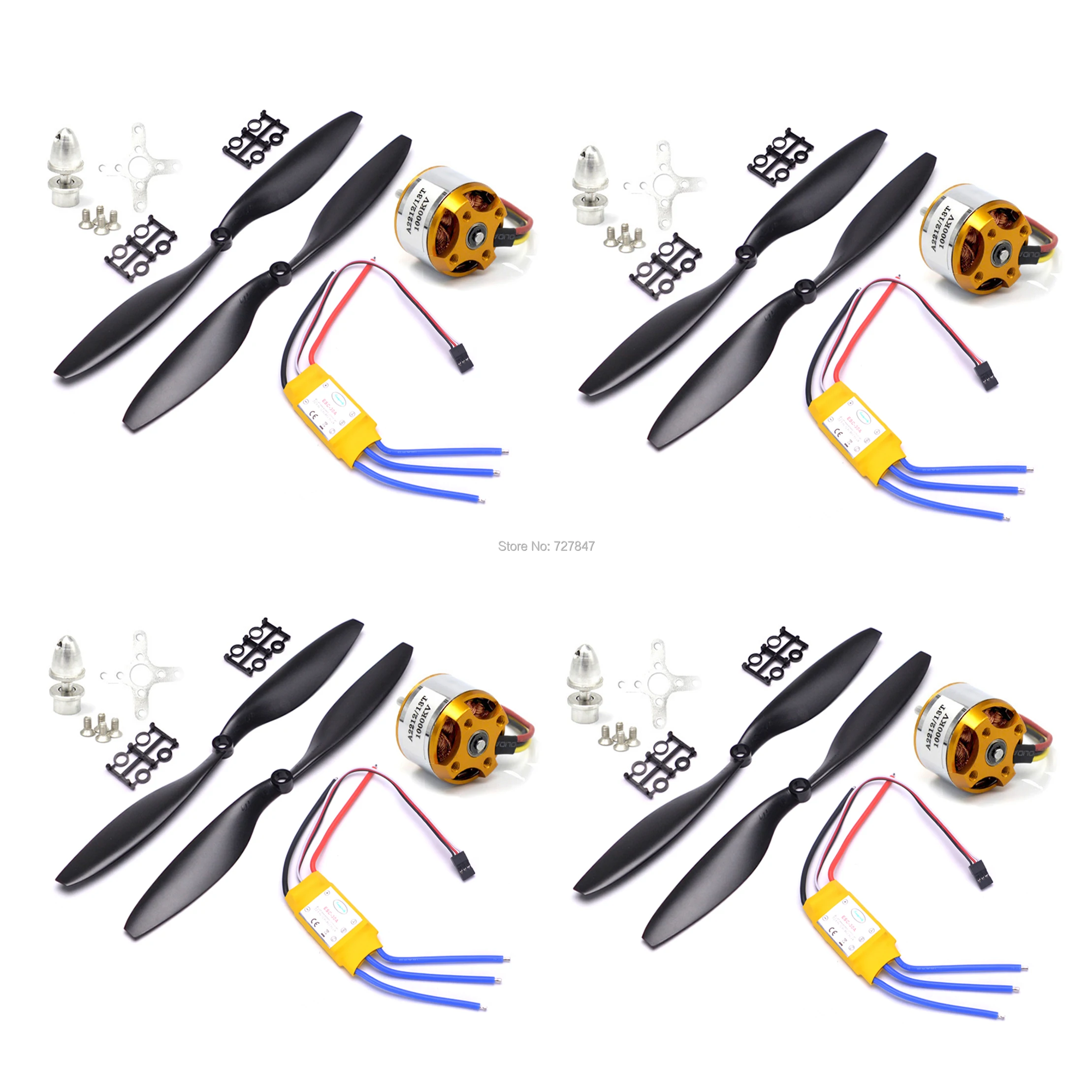 4х XXD A2212 2212 1000KV мотор с внешним ротором + HP 30A ESC 4x1045 пропеллер (черный)
