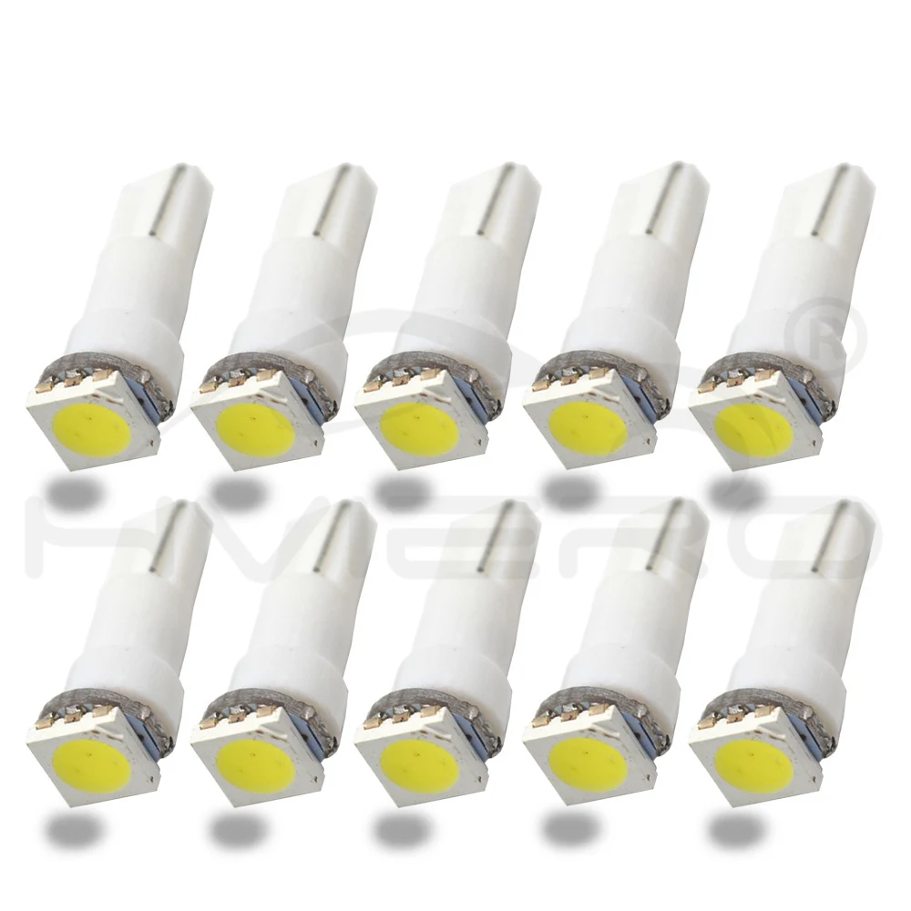 10X T5 5050 1SMD Авто Боковая клиновидная керамическая, для приборной панели Led белый красный синий зеленый авто светильник для интерьера номерного знака Лампа DC 12V