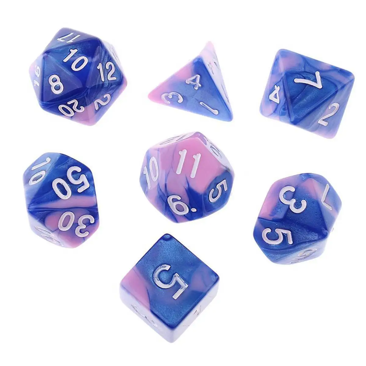 7Pcs/Set Acrylic Pink Polyhedral Dice For DND RPG MTG Role Playing Game With Black Colth Bag Entertainment Number Dices Fun New