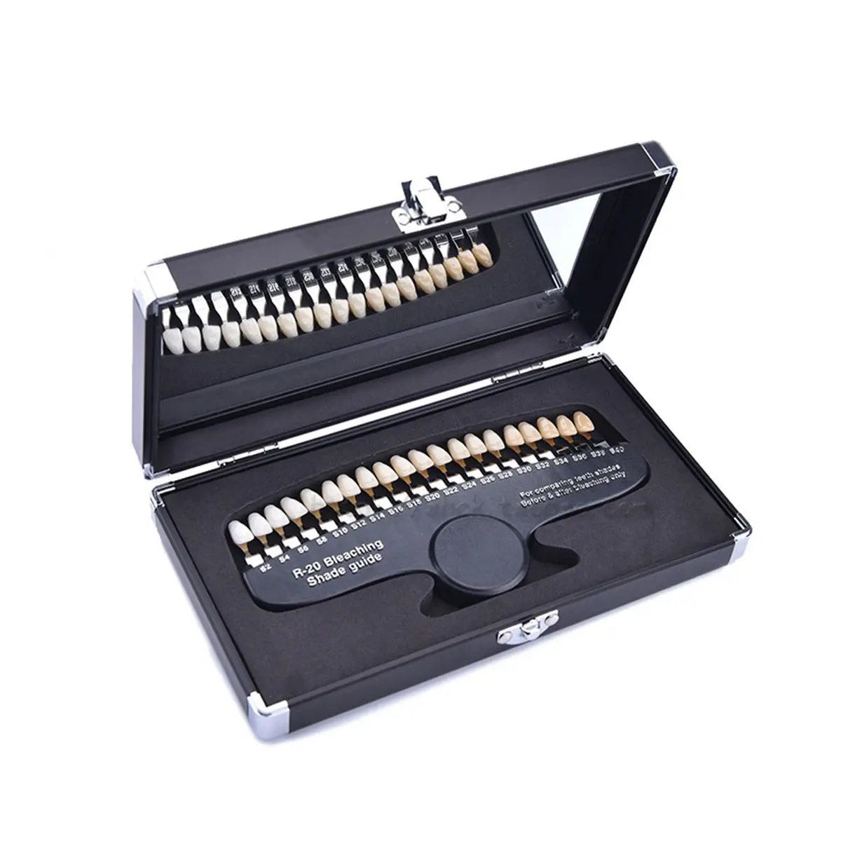 

20 Colors Teeth Whitening 3D Shade Guide Color Comparator With Mirror Dentistry Cold Light Description Bleaching Dental Plate