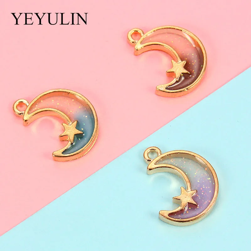 10 шт. золотые подвески в виде звезды луны эмалированные ювелирные изделия