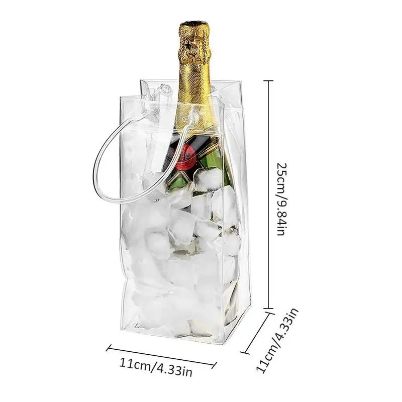 ПВХ герметические Ice Мешок экологически чистый прозрачный лед пакет переносное ведро для льда бутылка шампанского охладитель с носит