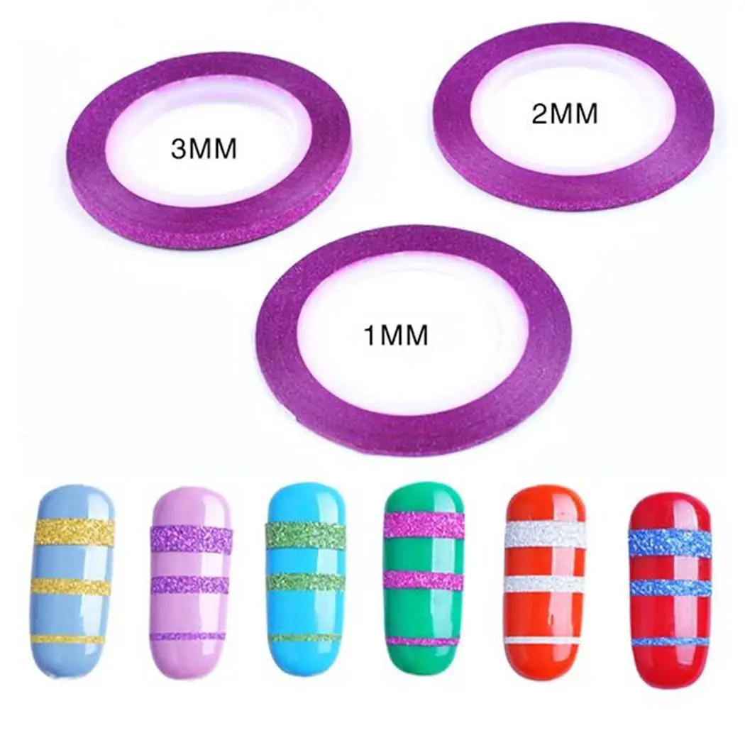 10 рулонов блестящая Блестящая лента цвета линии украшения 1 мм, 2 мм, 3 мм наклейки Советы ногтей стикер s Art