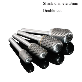 

1pc 3mm Shank Tungsten Steel Burr Cutter Double-cut Grinding Carving Head Rotary Files Router Bit For Metal Polishing C Type