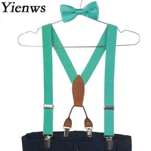 Yienws Kids Baby Boys Suspenders Bow Tie 4 Clip Pants Braces for Children Bowtie Girls Bufferfly Bretels Suspensorio YiA106