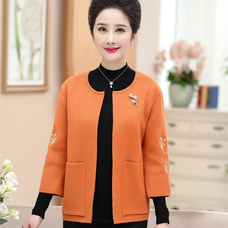 

Women Cardigans 2019 Korean Spring Autumn Casaul Floral Embroidered Sweaters Loose O-neck Knitted Sweater Coat Plus Size 3XL