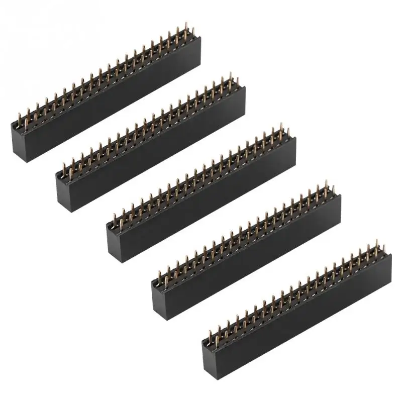

5pcs 2 x 20 Pins 2.54m Pitch Female Dual Row Short Pin Headers for Raspberry Pi Board Well Tool