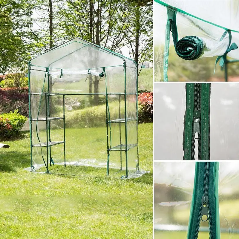 

PVC Warm Garden Tier Mini Household Plant Greenhouse Cover Waterproof Anti-UV Protect Garden Plants Flowers (without Iron Stand)