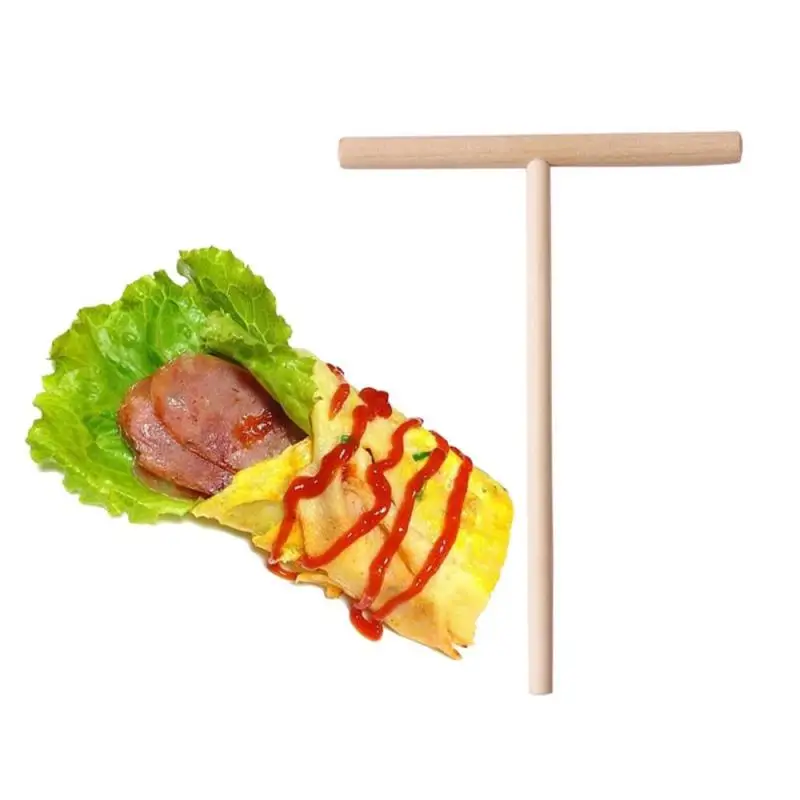 

1pc T Shape Crepe Maker Pancake Batter Wooden Spreader Stick Home Kitchen Tool DIY A30