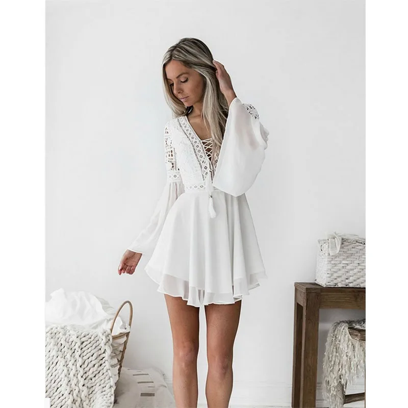 white casual mini dress
