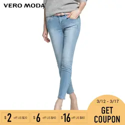 Vero Moda бренд 100% хлопок Стиль разбив шлифования белый Девятый брюки для девочек Эластичный slim fit джинсы женщин женщина | 315349012