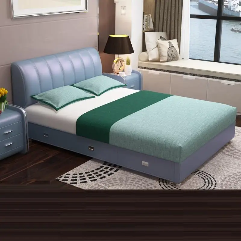 Mobili Lit Enfant Recamaras Meble Bett Room Quarto Home Kids Leather Moderna Mueble De Dormitorio Cama bedroom Furniture Bed