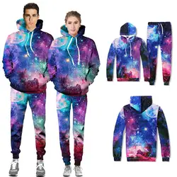 Для влюбленных пар, унисекс Одежда galaxy Графический 3D звездное небо с длинными рукавами свитер с капюшоном Пальто Куртка Пуловер С Капюшоном