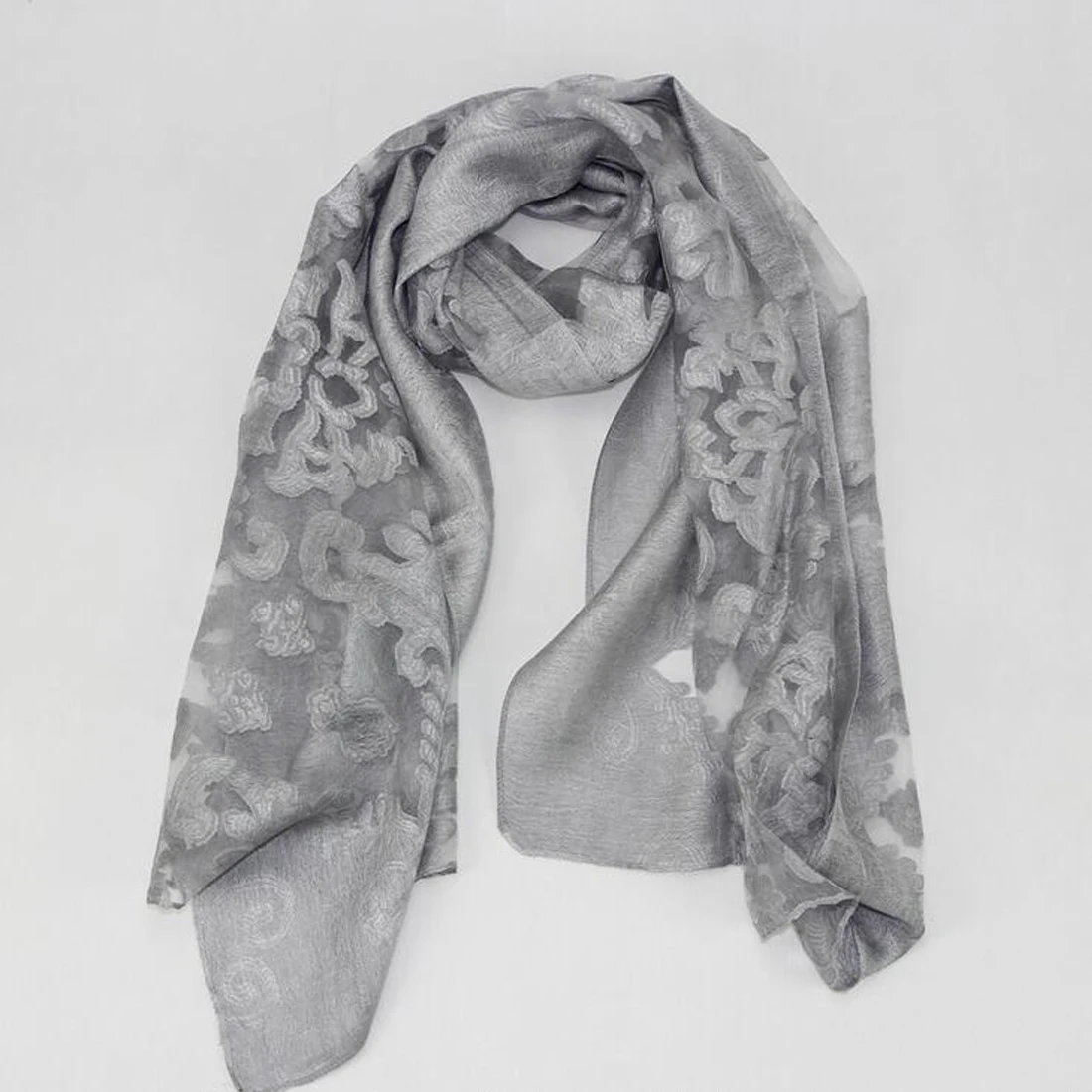 

Women Spring Eugen Silk Embroidery Floral Scarves Winter Shawls Lace Wrap Long Blanket Cachecol Poncho