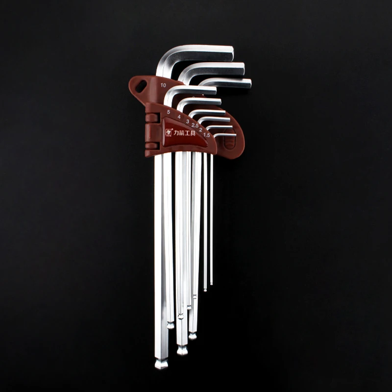 9Pcs CR-V Hex Key Allen Wrench Ball End Chromium Vanadium Steel Hexagonal Wrench Socket Head Wrench Screwdriver Hand Tool Sets