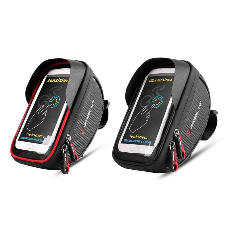 Excellent WHEEL UP Waterproof Bicycle Front Bag MTB Road Bike Top Tube Frame Handlebar Touch Screen Bag 6 inch Cycling Pouch phone Bag 2
