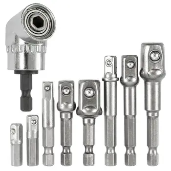 

HLZS-Socket Adapter Impact Hex Shank Drill Bits Bar Set 1/4 inch 3/8 inch 1/2 inch with 1Pcs 105 Degree 1/4 inch Right Angle D
