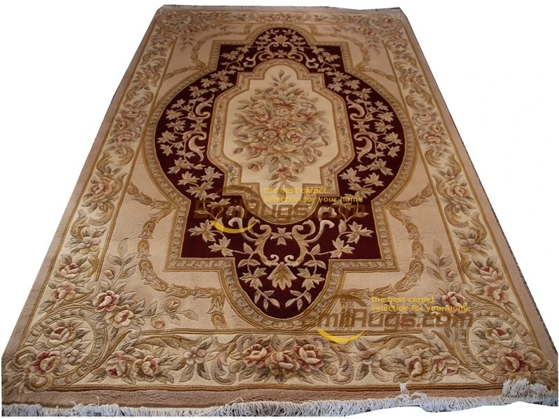 Шерстяной французский ковер с ручной вязкой, толстый плюшевый ковер, сделанный на заказ 6' X 9' tur3 379 gc85savyg28