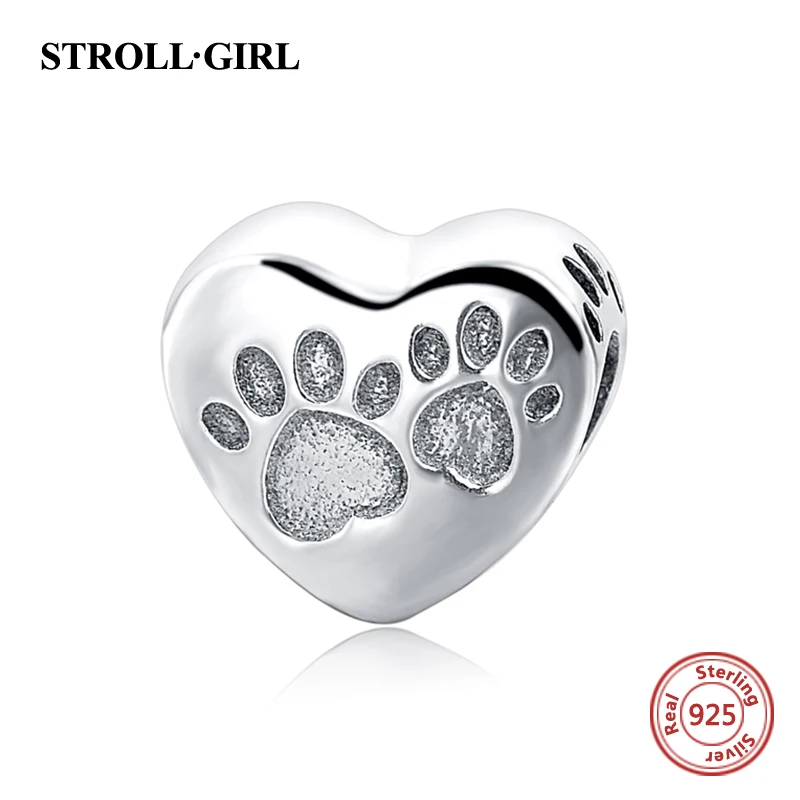 

Authentic 925 Sterling Silver Heart Bead Charm I Love Animal Acrylic Crystal Beads Fit Pandora Bracelet & Bangle Jewelry